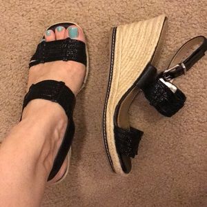 Black espadrille wedges worn once
